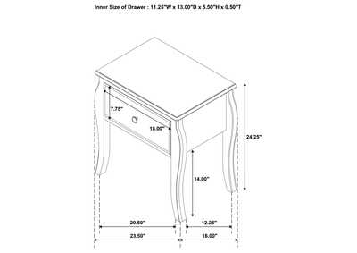 Dominique 1-drawer Nightstand White,Coaster Furniture