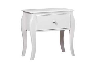 White Dominique French Country White Nightstand,Coaster Furniture