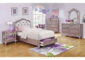 Image for Metallic Lilac Full Storage Bed