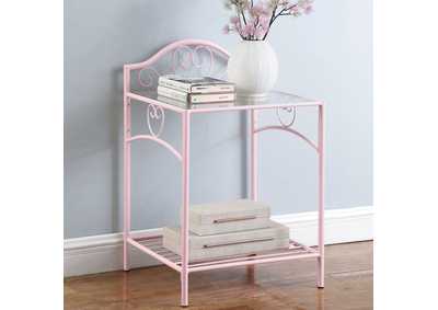 Image for Massi 1-shelf Nightstand with Glass Top Powder Pink