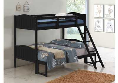 Image for Arlo Twin/Full Bunk Bed with Ladder Black