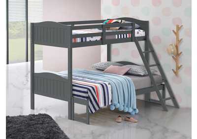 Arlo Twin/Full Bunk Bed with Ladder Grey