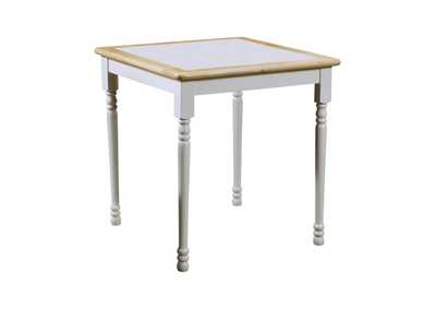 Square Top Dining Table Natural Brown and White