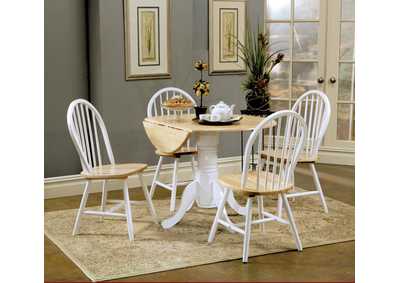 Image for Allison 5-Piece Drop Leaf Dining Set Natural Brown And White