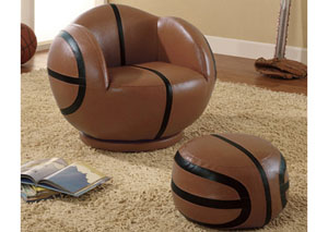 Image for Brown Small Kids Basketball Chair & Ottoman