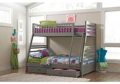Ashton Grey Twin-over-Full Bunk Bed W/ 2 Drawer Storage,Coaster Furniture