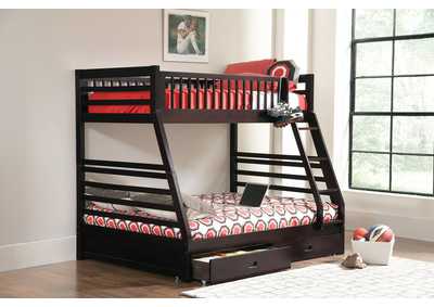 Ashton Cappuccino Twin-over-Full Bunk Bed W/ 2 Drawer Storage,Coaster Furniture