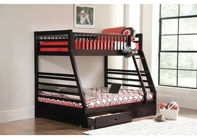 Ashton Cappuccino Twin-over-Full Bunk Bed W/ 2 Drawer Storage