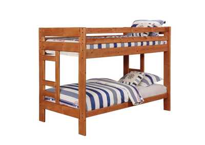Image for Wrangle Hill Twin Over Twin Bunk Bed Amber Wash