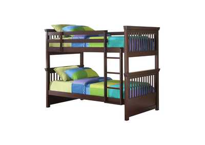 English Walnut Miles Cappuccino Twin-over-Twin Bunk Bed