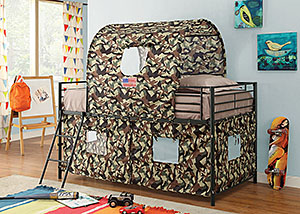 Image for Glossy Green Camouflage Tent Twin Bunk Bed 