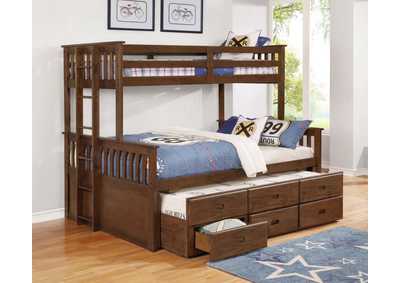 Atkin Twin XL over Queen 3 - drawer Bunk Bed Weathered Walnut