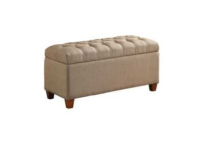 Brown Tufted Taupe Storage Dining Bench