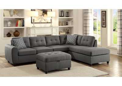 Image for Stonenesse Upholstered Tufted Sectional with Storage Ottoman Grey