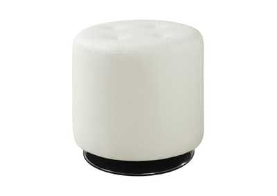Image for Round Upholstered Ottoman White