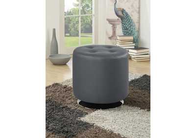 Image for Bowman Round Upholstered Ottoman Grey