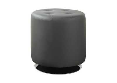 Round Upholstered Ottoman Grey