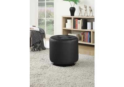 Image for Bowman Round Upholstered Ottoman Black