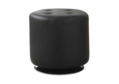 Image for Round Upholstered Ottoman Black