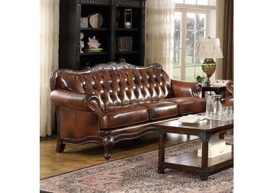 Victoria Rolled Arm Sofa Tri-tone and Brown