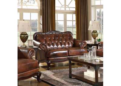 Image for Victoria Tufted Back Loveseat Tri-tone and Brown