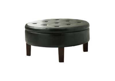 Image for Round Tufted Upholstered Storage Ottoman Dark Brown