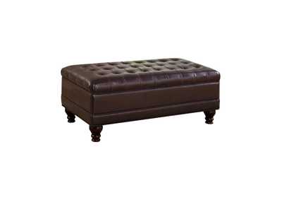 Tufted Storage Ottoman with Turned Legs Brown,Coaster Furniture