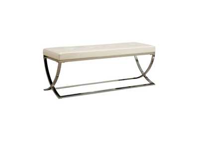 Bench with Metal Base White and Chrome