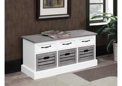 Image for Alma 3-drawer Storage Bench White and Weathered Grey