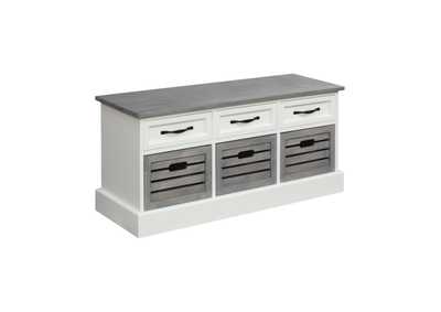 Image for 3-drawer Storage Bench White and Weathered Grey