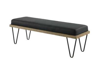 Image for Upholstered Bench with Hairpin Legs Black