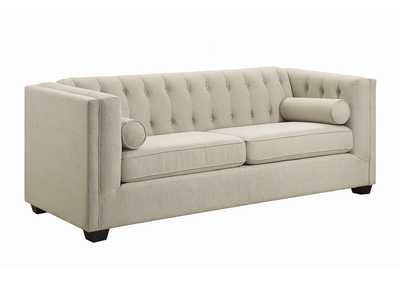 Brown Cairns Transitional Oatmeal Sofa