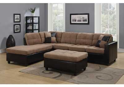 Mallory Upholstered Sectional Tan And Dark Brown,Coaster Furniture