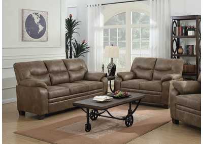 Image for Meagan Upholstered Pillow Top Arm Living Room Set Brown
