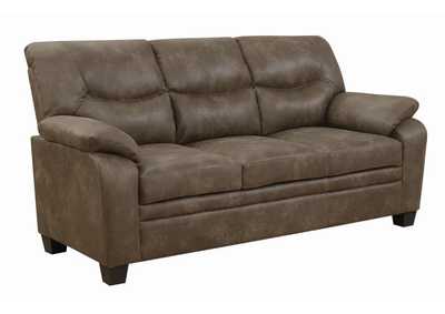 Image for Meagan Upholstered Sofa Brown with Pillow Top Arms