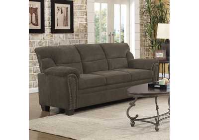 Image for Clementine Upholstered Sofa with Nailhead Trim Brown