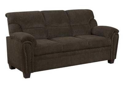 Image for Clemintine Upholstered Sofa with Nailhead Trim Brown