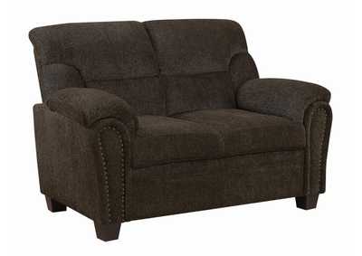 Image for Clemintine Upholstered Loveseat with Nailhead Trim Brown