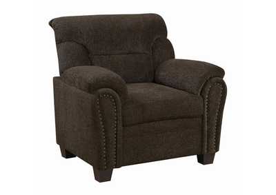 Image for Clementine Upholstered Chair With Nailhead Trim Brown