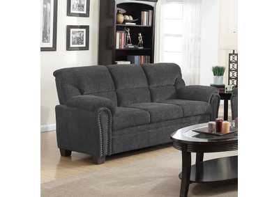 Image for Clementine Upholstered Sofa with Nailhead Trim Grey