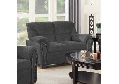 Image for Clementine Upholstered Loveseat with Nailhead Trim Grey