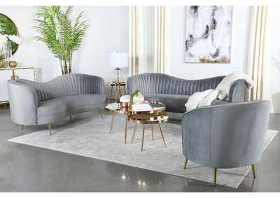 Image for Sophia 3-piece Upholstered Living Room Set with Camel Back Grey and Gold