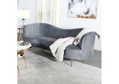 Image for Sophia Upholstered Sofa with Camel Back Grey and Gold
