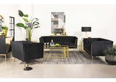 Image for Holly 3-Piece Tuxedo Arm Tufted Back Living Room Set Black