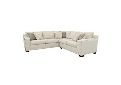 Aria L - shaped Sectional with Nailhead Oatmeal