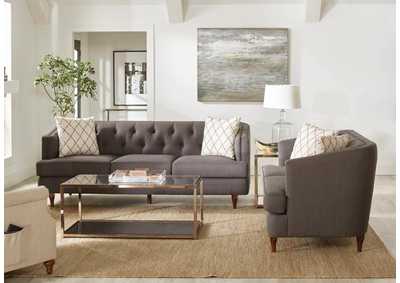 Shelby 2-Piece Tufted Upholstered Living Room Set Grey And Brown