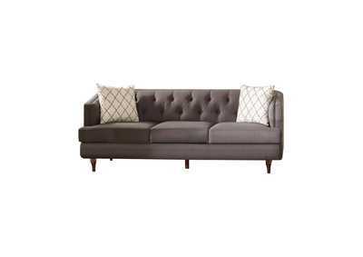 Image for Shelby Recessed Arms and Tufted Tight Back Sofa Grey and Brown
