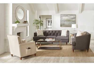 Image for Shelby Recessed Arm and Tufted Tight Back Loveseat Grey and Brown