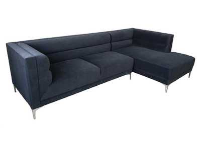 Image for Hetfield Upholstered Channeled Tufted Sectional Indigo