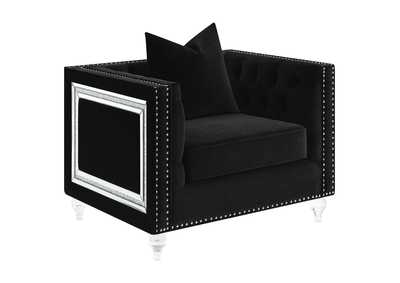 Image for Delilah Upholstered Tufted Tuxedo Arm Chair Black